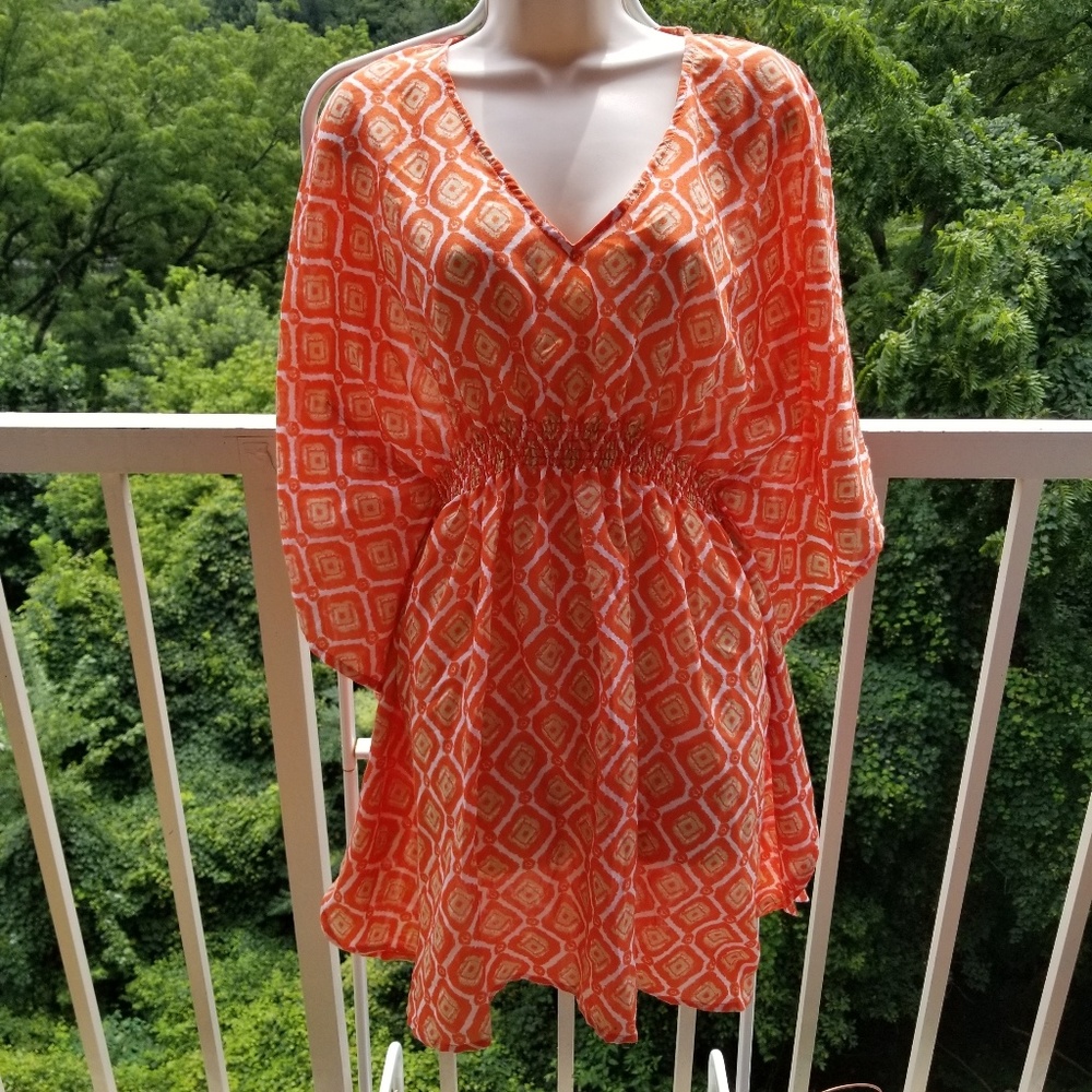 Lindsay Phillips Orange Diamond Bathing Suit Beach Coverup